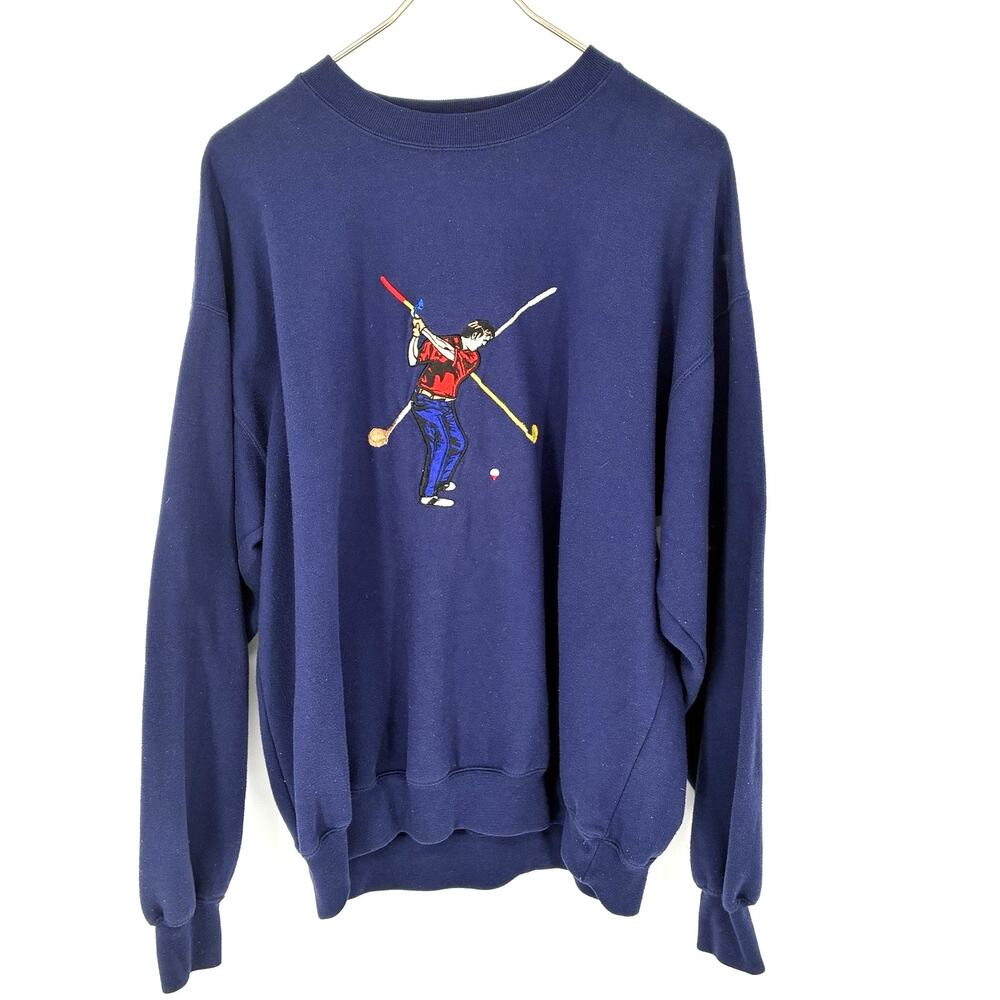 Vintage Neil Martin Golf Sweatshirt Mens L Navy Embroidered Swing Pullover